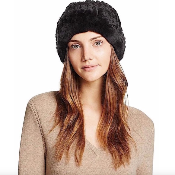 KARIN CHARLES Rabbit Fur Pom-Pom Beanie main image 5